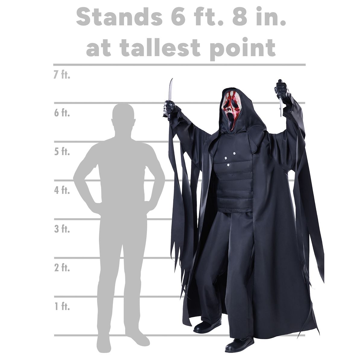 6 Ft 8 In Ghost Face Animatronic MULTI-COLOR