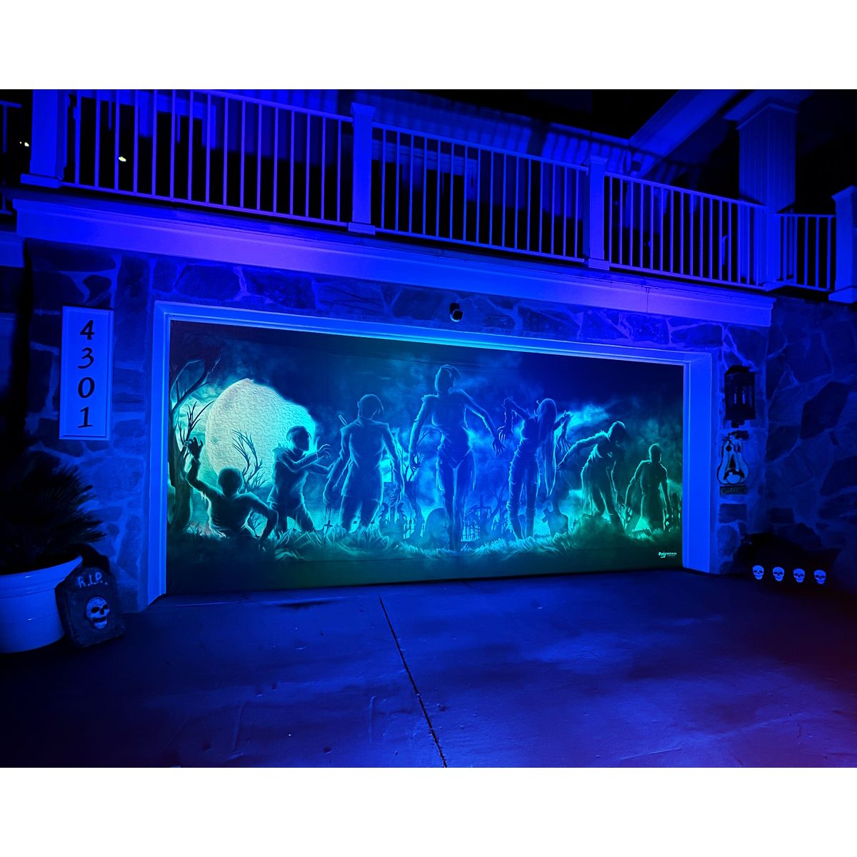 Undead Nightmare Garage Double Door Cover BLACK AND  BLUE