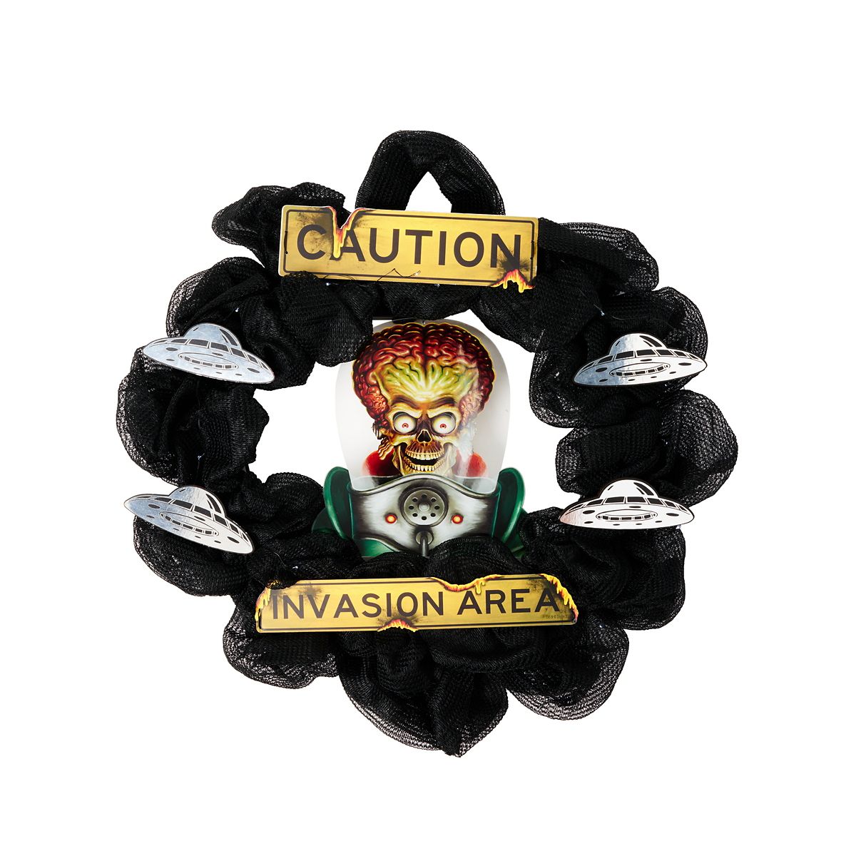 Caution Invasion Area Light-Up Wreath - Mars Attacks BLACK / MULTI
