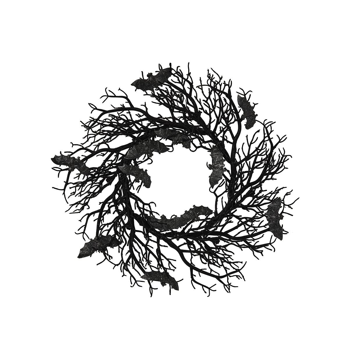 Gothic Black Bat Wreath BLACK