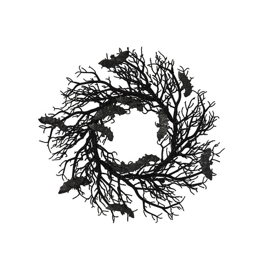 Gothic Black Bat Wreath BLACK