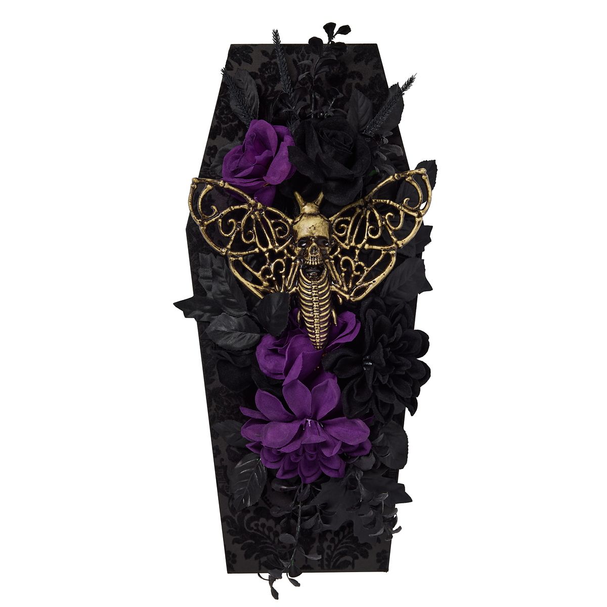 Mystic Arts Moth Coffin Wreath BLACK AND PURPLE