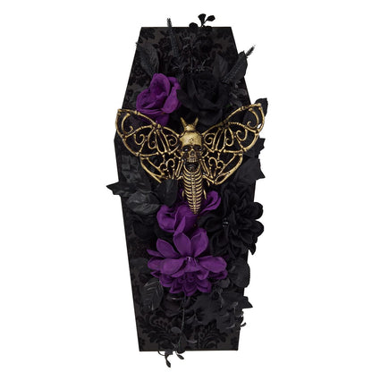Mystic Arts Moth Coffin Wreath BLACK AND PURPLE
