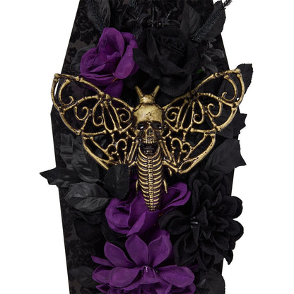 Mystic Arts Moth Coffin Wreath BLACK AND PURPLE