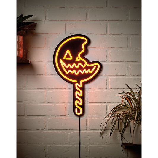 Trick 'r Treat Lollipop Neon LED Light-Up Sign ORANGE