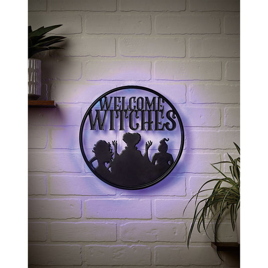 Light-up LED Welcome Witches Sign - Hocus Pocus BLACK AND PURPLE