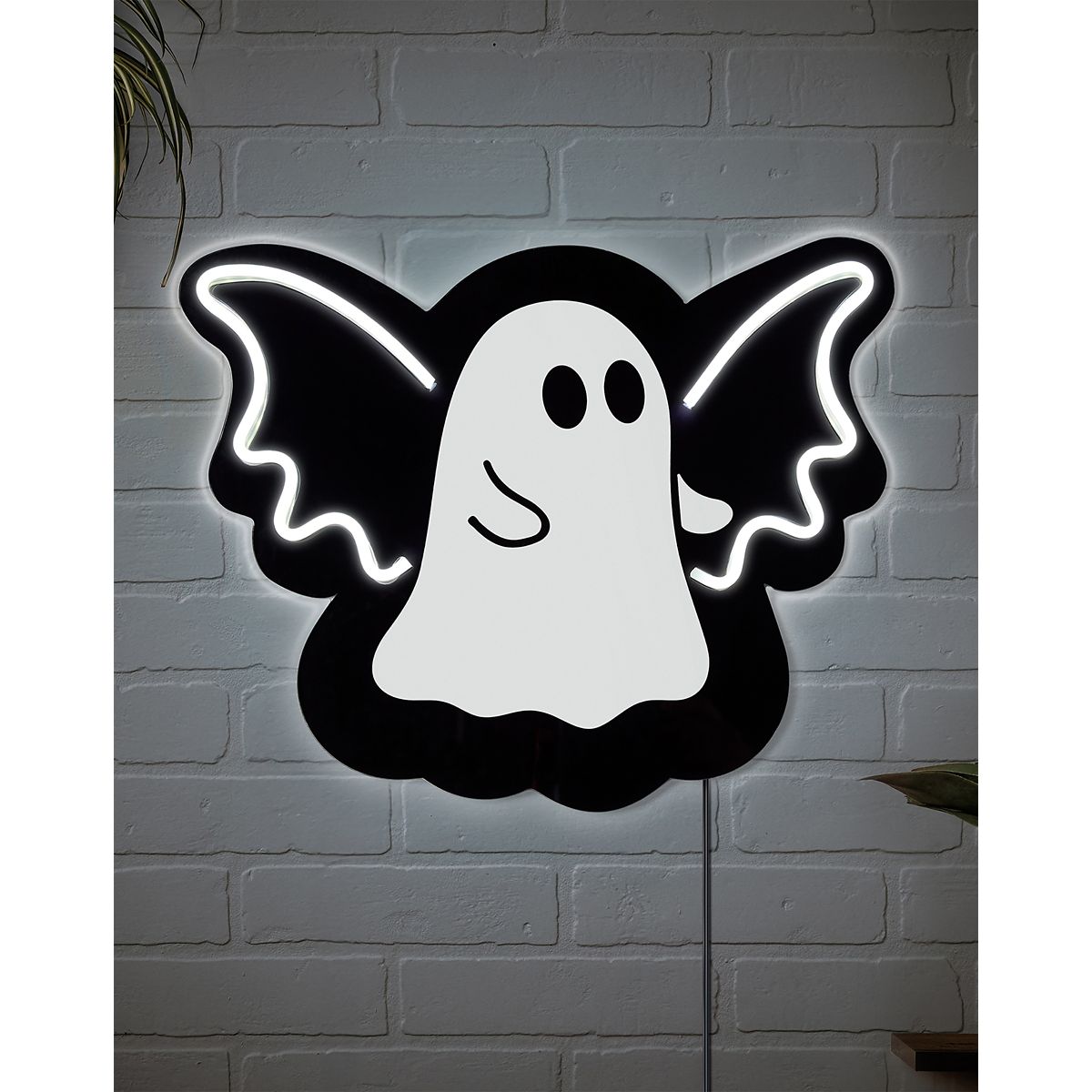 Ghost Bat Neon LED Light-Up Sign BLACK AND WHITE