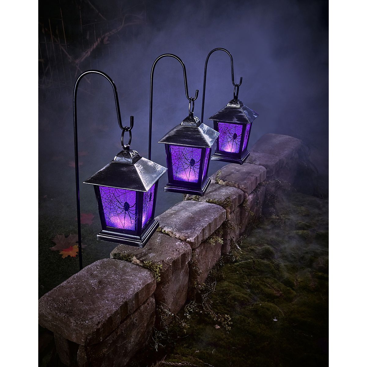 Purple LED Creepy Spider Lantern Pathway Markers - 4 Pack