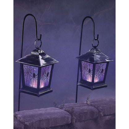 Purple LED Creepy Spider Lantern Pathway Markers - 4 Pack