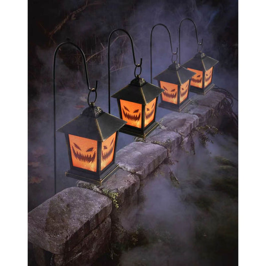 LED Jack-O-Lantern Pathway Markers - 4 Pack BLACK AND ORANGE