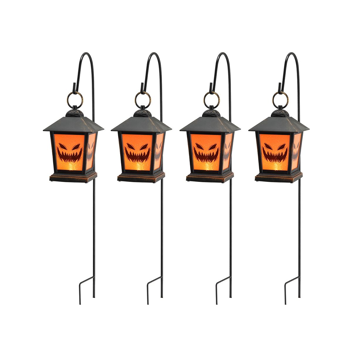 LED Jack-O-Lantern Pathway Markers - 4 Pack BLACK AND ORANGE
