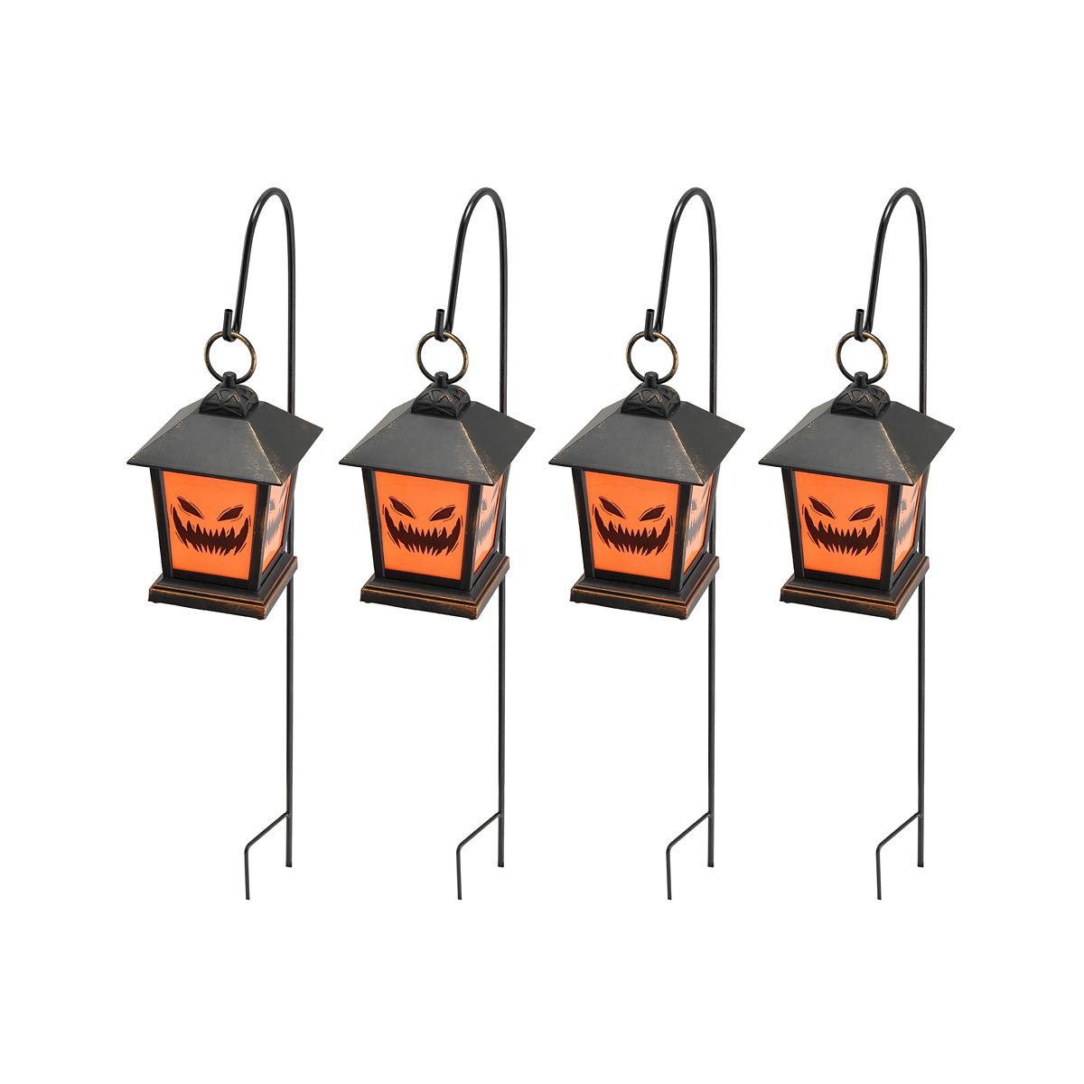 LED Jack-O-Lantern Pathway Markers - 4 Pack BLACK AND ORANGE