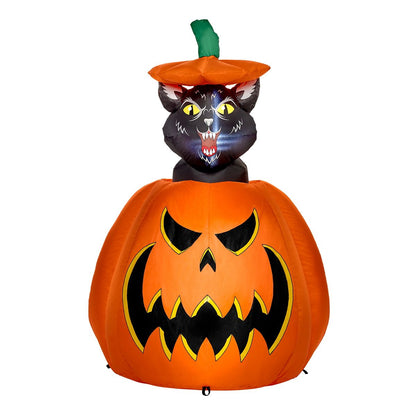 3 Ft 7 In Light-Up Animated Rising Pumpkin Cat Inflatable Decoration MULTI-COLOR