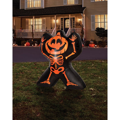 2 Ft Light-Up Jack-O-Lantern Skeleton Inflatable Decoration BLACK AND ORANGE