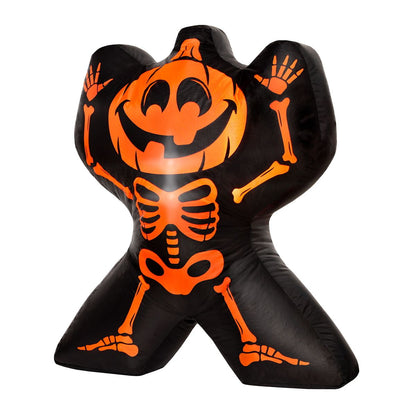 2 Ft Light-Up Jack-O-Lantern Skeleton Inflatable Decoration BLACK AND ORANGE