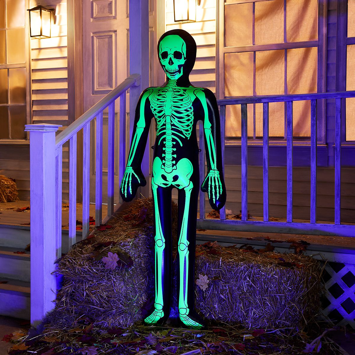 5 Ft Glow in the Dark Inflatable Skeleton BLACK AND GREEN