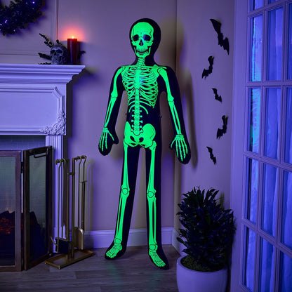 5 Ft Glow in the Dark Inflatable Skeleton BLACK AND GREEN