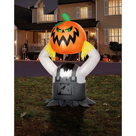 5 Ft 6 In Light-Up Pumpkin Scarecrow Inflatable Decoration MULTI-COLOR