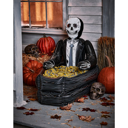3.5 Ft Inflatable Skeleton Coffin Cooler BLACK AND WHITE