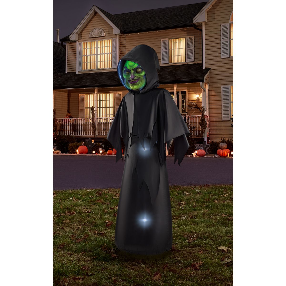 6 Ft. Masked Hooded Figure Light-Up Inflatable Decoration BLACK