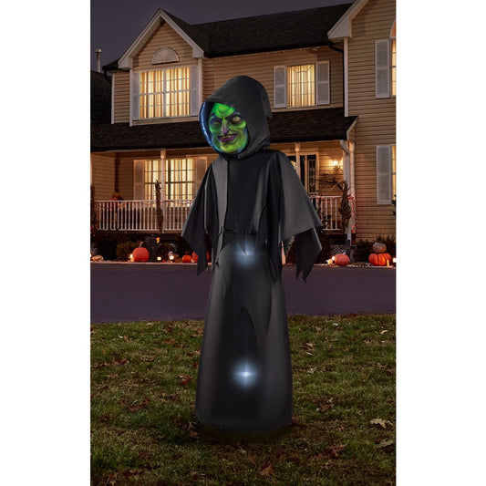 6 Ft. Masked Hooded Figure Light-Up Inflatable Decoration BLACK