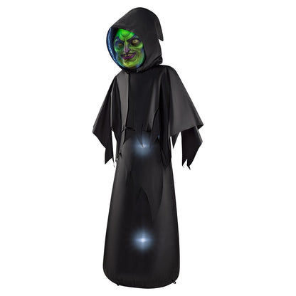 6 Ft. Masked Hooded Figure Light-Up Inflatable Decoration BLACK