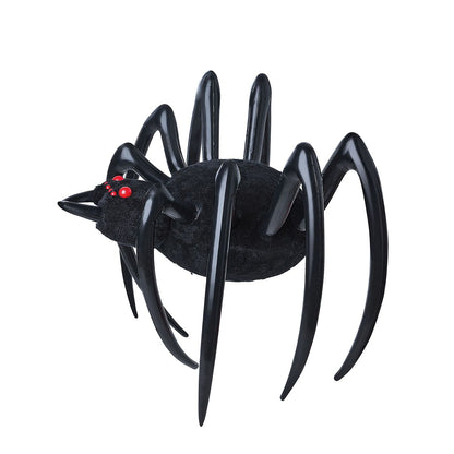 4 Ft Hanging Inflatable Furry Spider BLACK AND RED