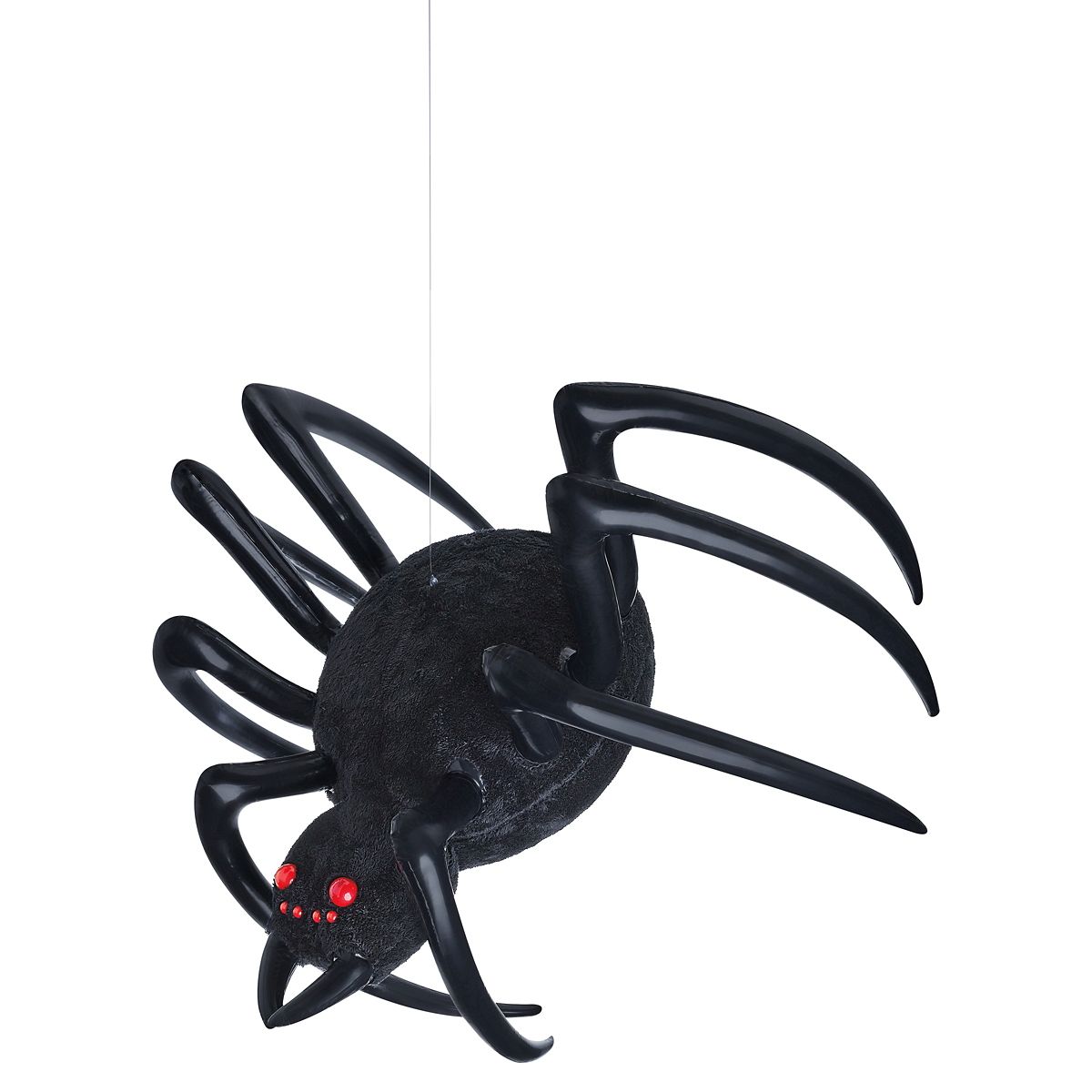 4 Ft Hanging Inflatable Furry Spider BLACK AND RED