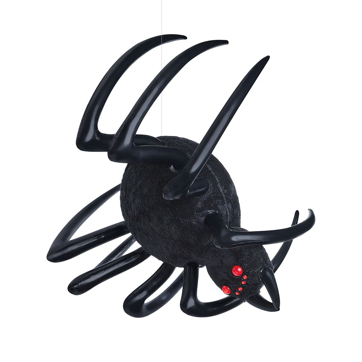 4 Ft Hanging Inflatable Furry Spider BLACK AND RED