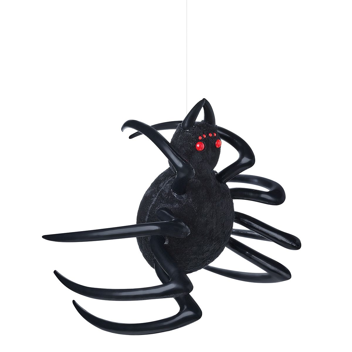 4 Ft Hanging Inflatable Furry Spider BLACK AND RED