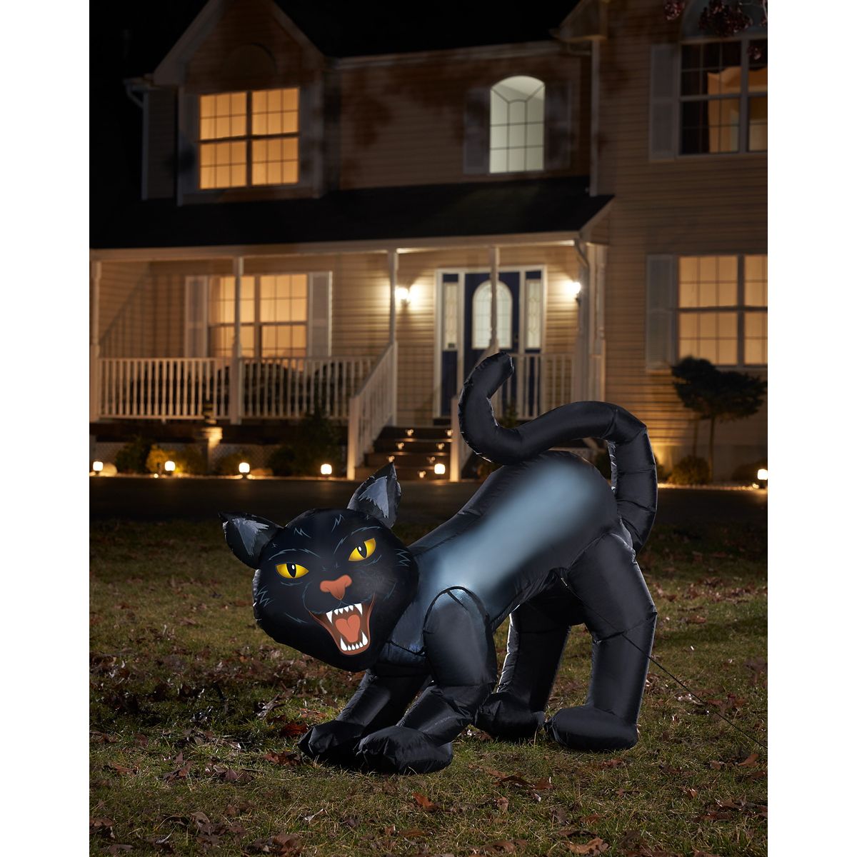 4 Ft Light-Up Scary Cat Inflatable - Decorations BLACK/GRAY