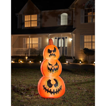 4 Ft Light-Up Pumpkin Stack Inflatable Decoration ORANGE