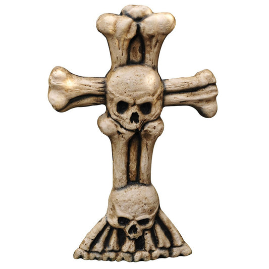 21 Inch Skull Bones Cross Tombstone TAN