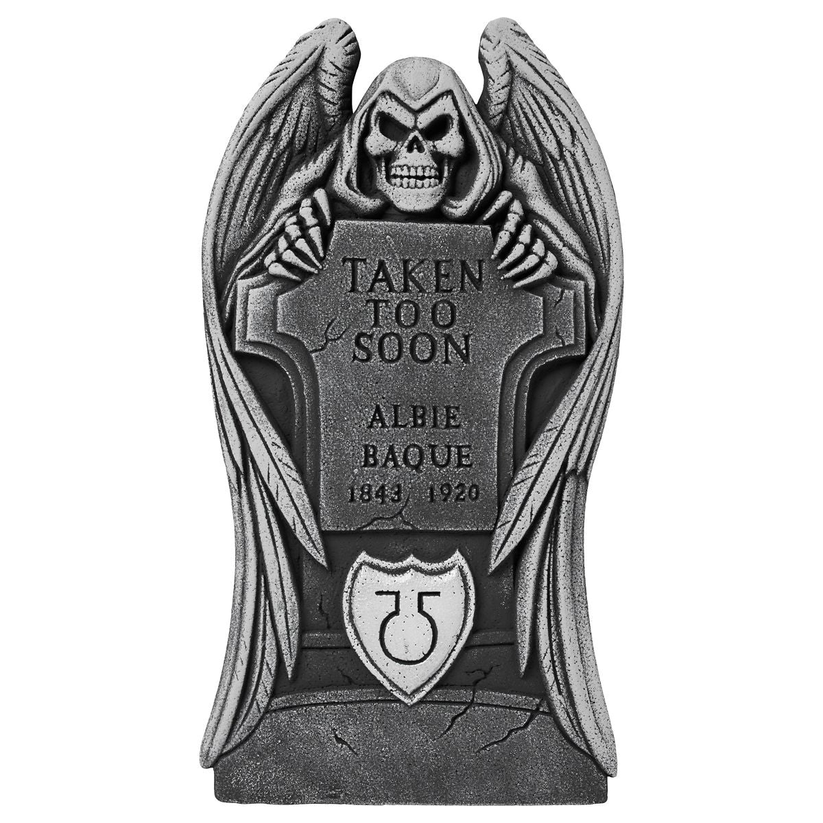 26 Inch Albie Baque Grim Reaper Tombstone BLACK AND WHITE