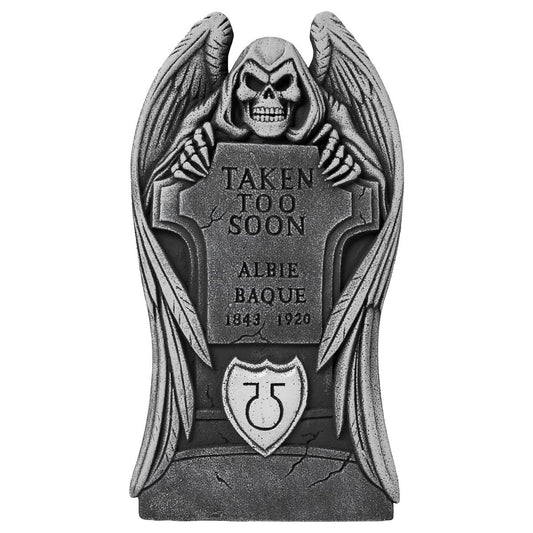 26 Inch Albie Baque Grim Reaper Tombstone BLACK AND WHITE