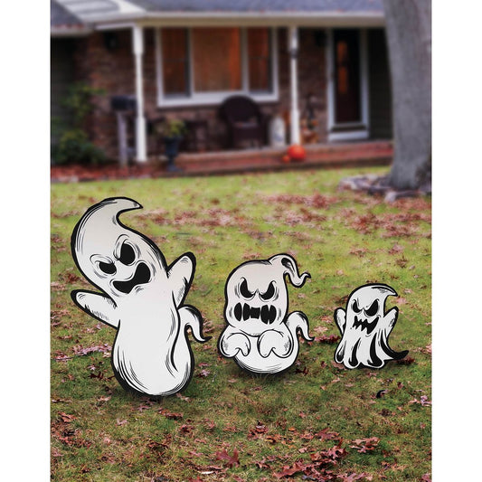 Scary Ghosts Signs Lawn Decor - 3 Pack MULTI-COLOR