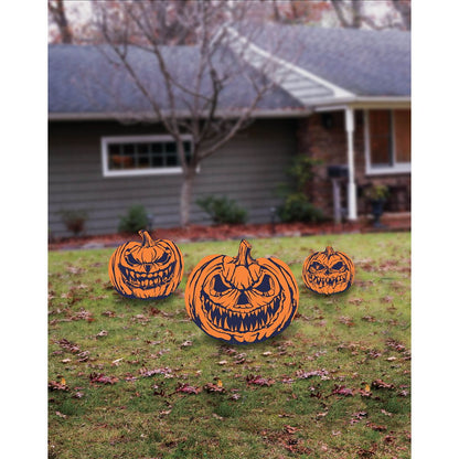 Scary Pumpkin Signs Lawn Decor Set - 3 Pack MULTI-COLOR
