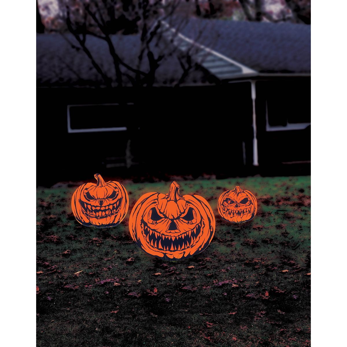 Scary Pumpkin Signs Lawn Decor Set - 3 Pack MULTI-COLOR