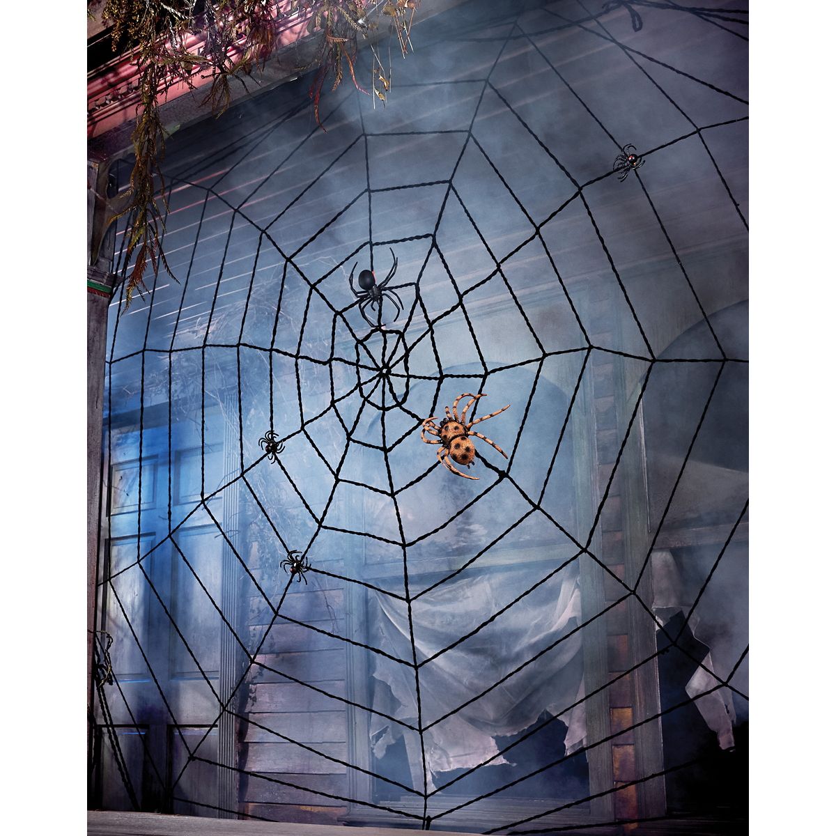 9 Ft Black Rope Spider Web Decoration BLACK