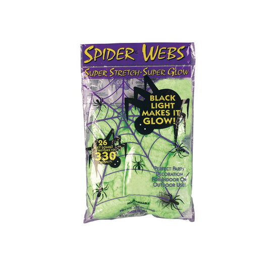 Superstrech Glow in the Dark Spider Web Decoration GREEN