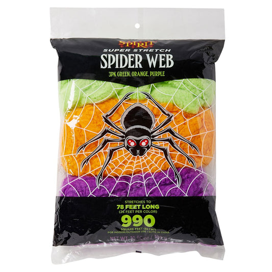 Multi-Pack Colored Spider Web Decoration GREEN - MULTI