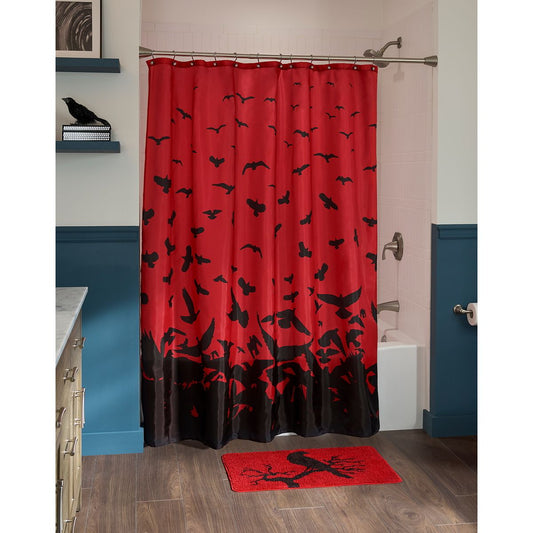 Raven Shower Curtain BLACK AND RED