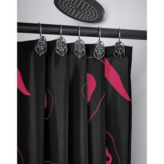 Ghost Face Shower Curtain Hooks BLACK AND SILVER
