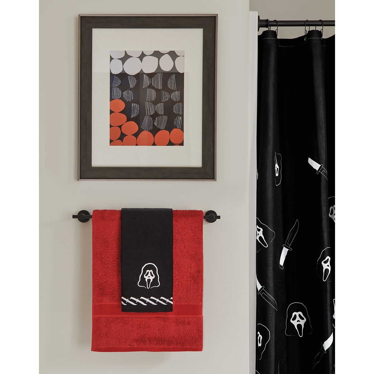 Ghost Face Mask Hand Towel BLACK AND WHITE