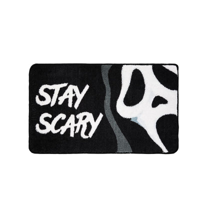 Ghost Face Stay Scary Bath Mat BLACK AND WHITE