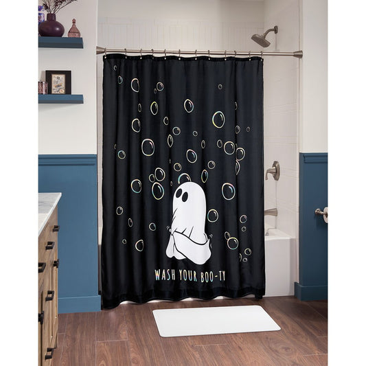 Ghost Shower Curtain BLACK AND WHITE