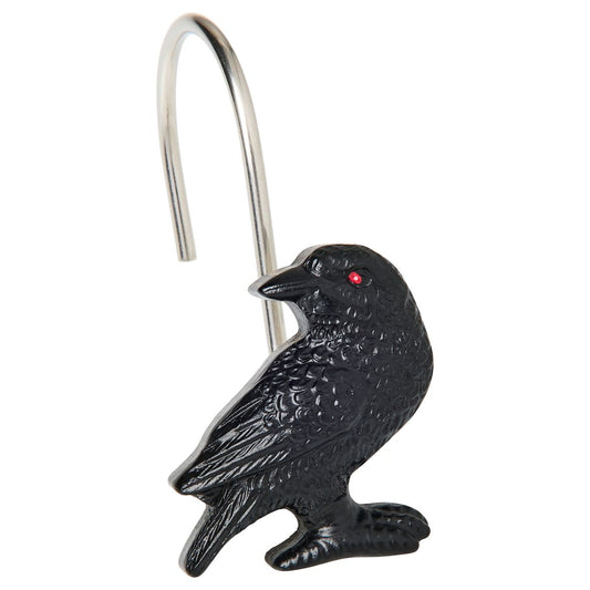 Raven Shower Hook Set - 12 Pack BLACK