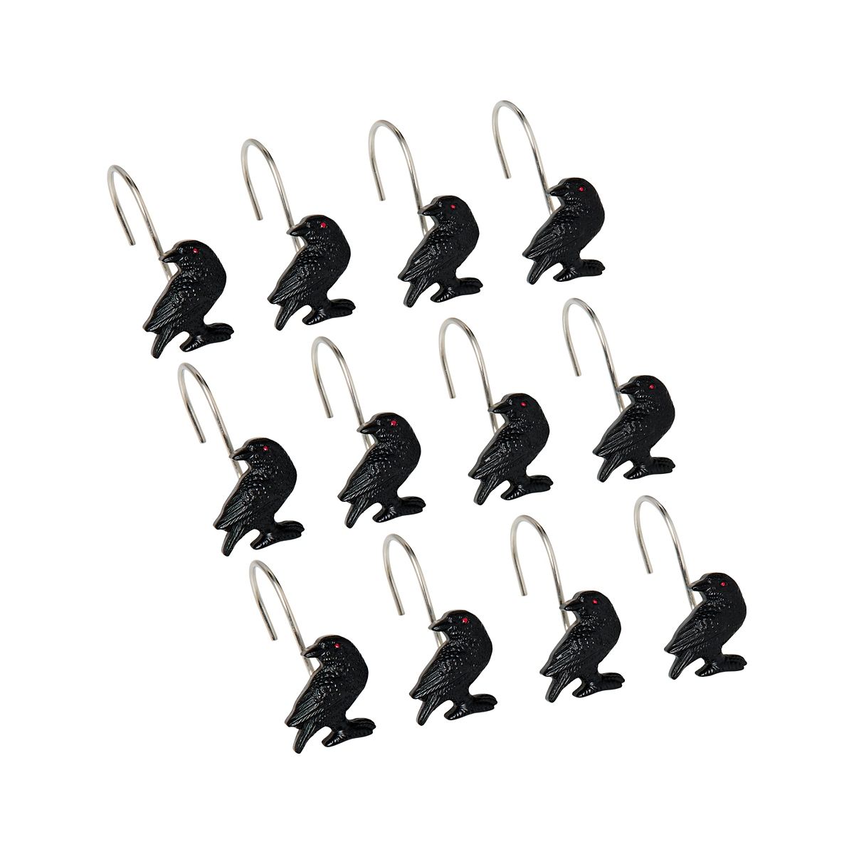Raven Shower Hook Set - 12 Pack BLACK