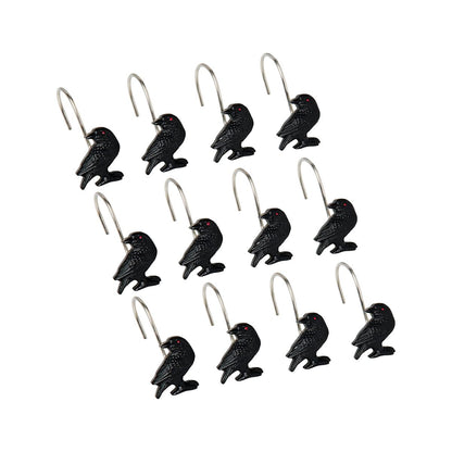 Raven Shower Hook Set - 12 Pack BLACK