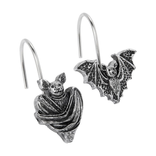 Bat Shower  Curtain Hooks Set SILVER
